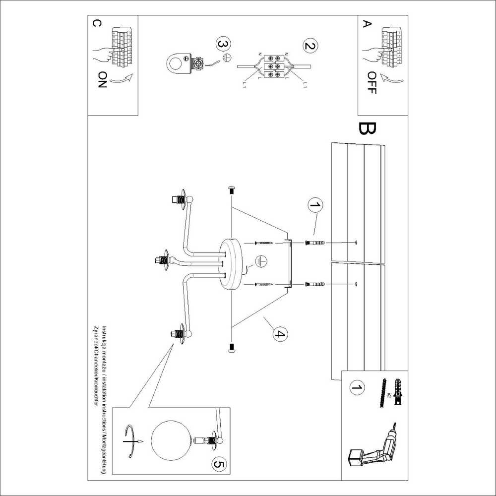 Lubinis šviestuvas Sollux Lighting Šviestuvas ASTRAL 3 baltas