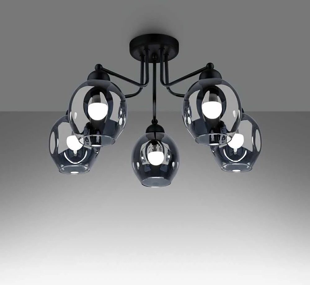 Lubinis šviestuvas Sollux Lighting Šviestuvas FILLAN 5 juodas
