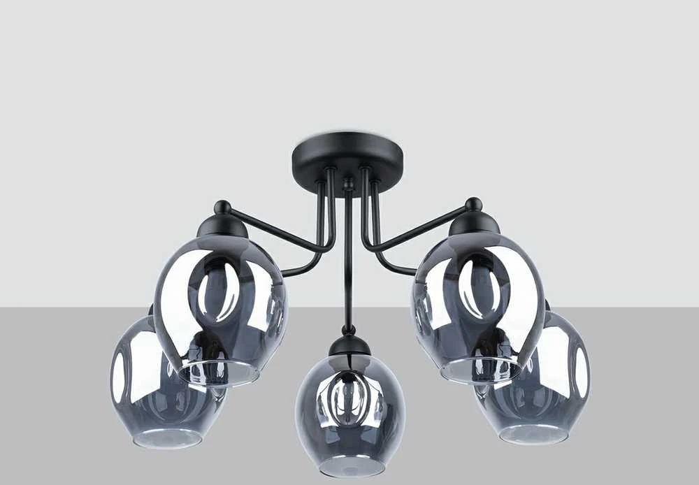 Lubinis šviestuvas Sollux Lighting Šviestuvas FILLAN 5 juodas