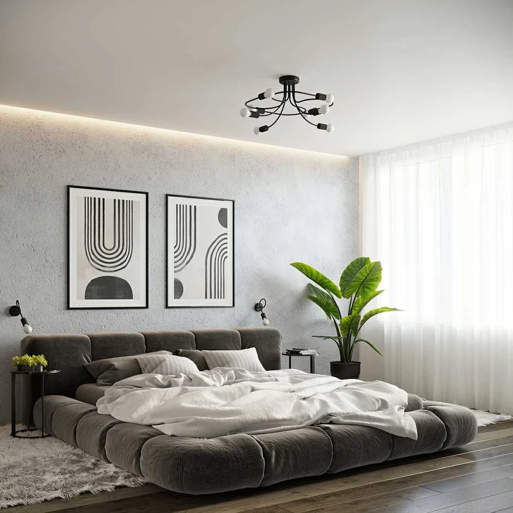 Lubinis šviestuvas Sollux Lighting Šviestuvas LEVAR 6 juodas