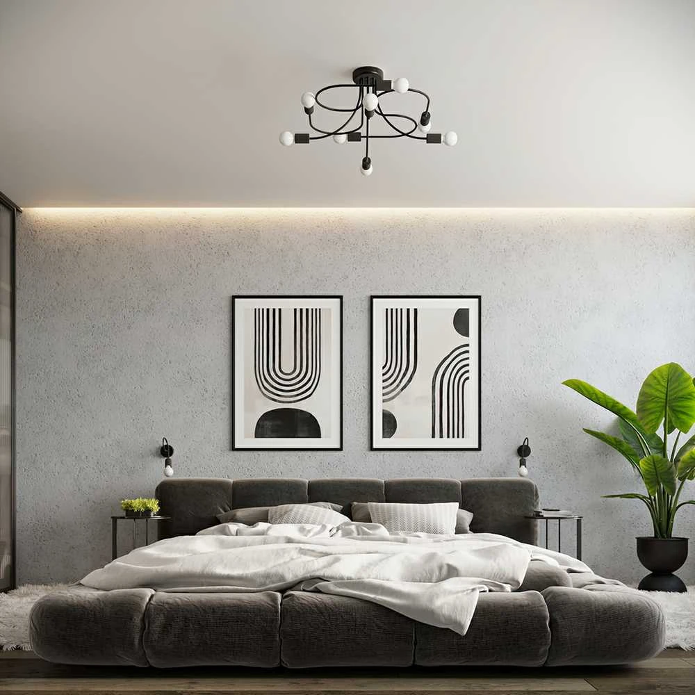 Lubinis šviestuvas Sollux Lighting Šviestuvas LEVAR 6 juodas