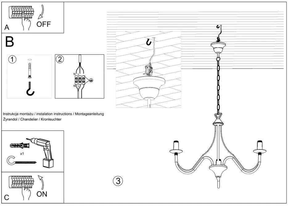 Lubinis šviestuvas Sollux Lighting Šviestuvas MINERWA 3 baltas