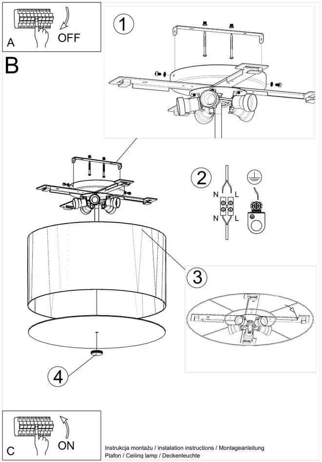 Lubinis šviestuvas Sollux Lighting Šviestuvas OTTO 50 baltas