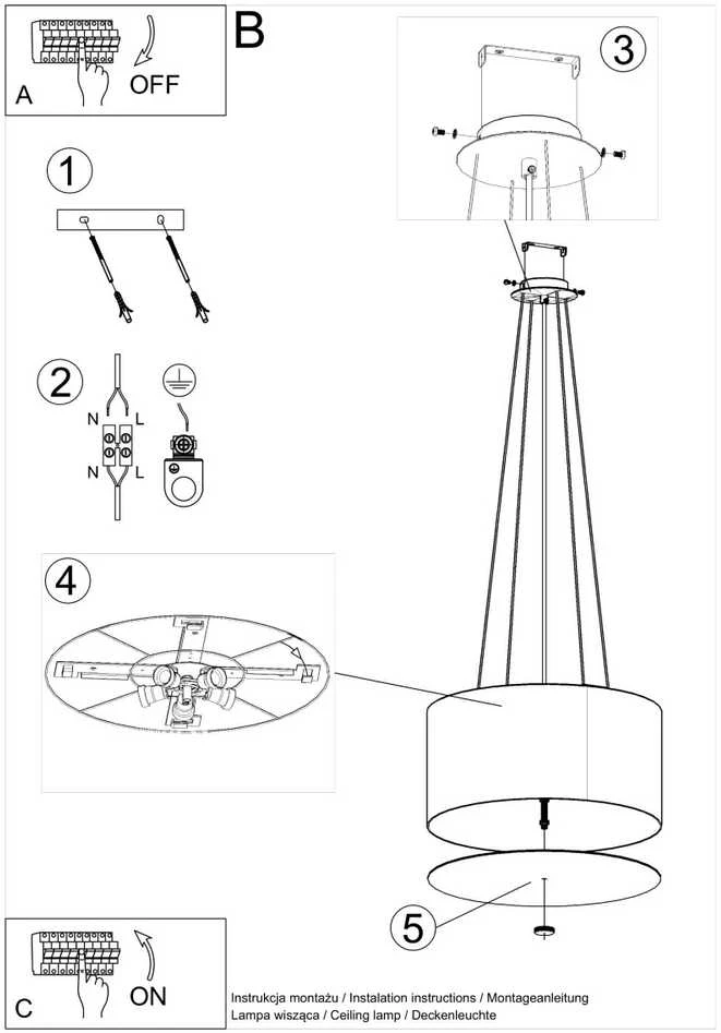 Pakabinamas šviestuvas Sollux Lighting Šviestuvas OTTO 50 juodas