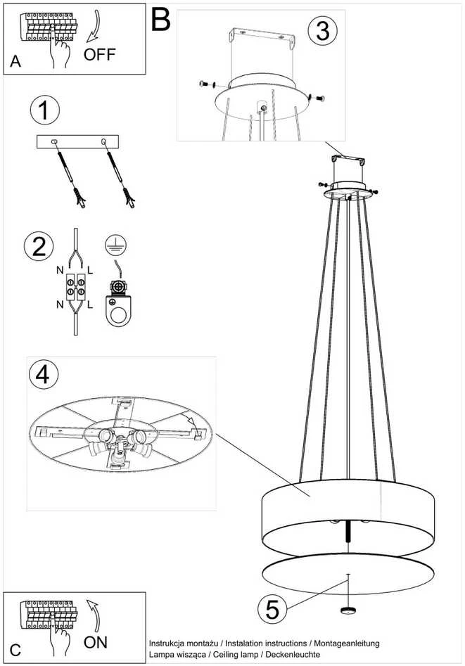 Pakabinamas šviestuvas Sollux Lighting Šviestuvas SKALA 50 baltas