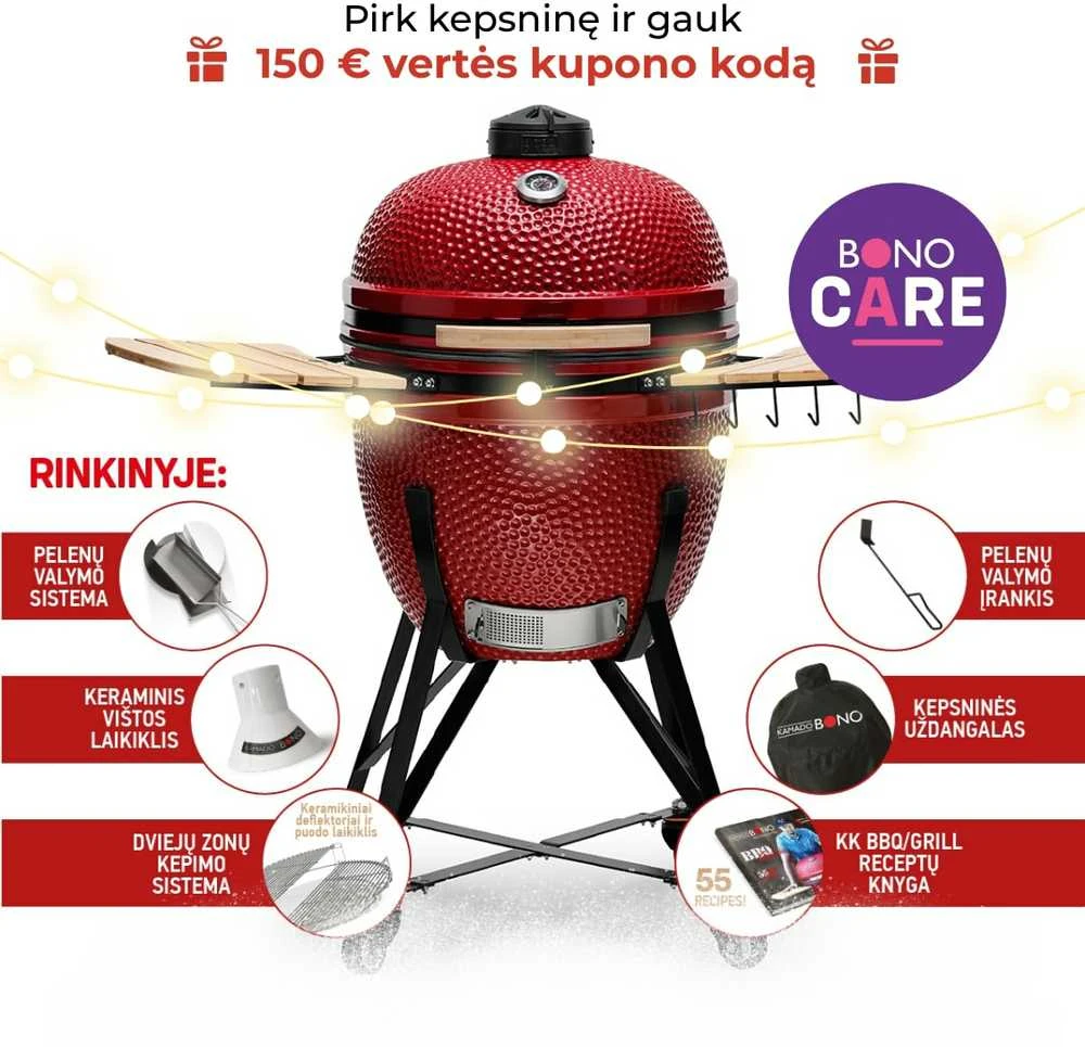 Kepsninė KAMADO BONO GRANDE 59cm su 6 priedais raudona