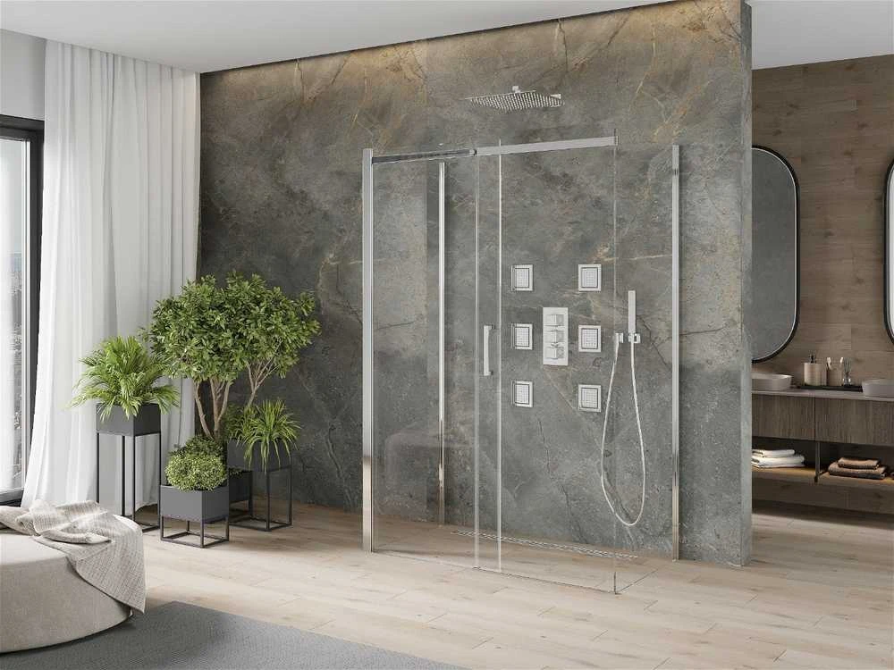3-ijų sienelių dušo kabina Mexen Omega, Chrome, 140 x 80 cm