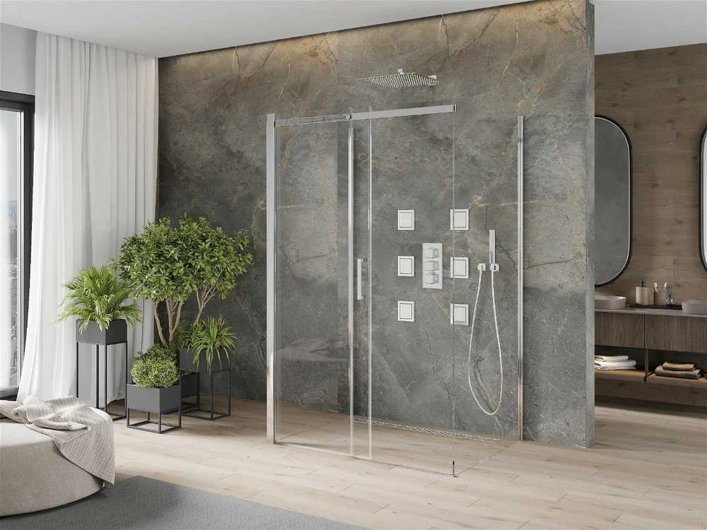 3-ijų sienelių dušo kabina Mexen Omega, Chrome, 130 x 90 cm