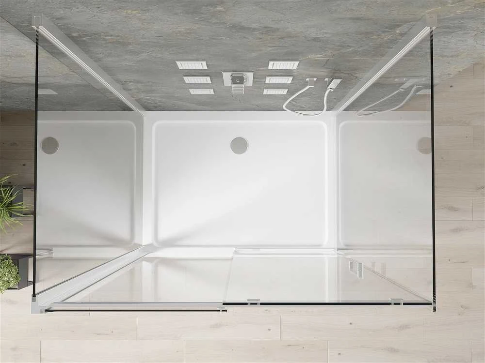 3-ijų sienelių dušo kabina Mexen Omega su padėklu ir sifonu, Chrome+Baltas/Chrome, 120 x 90 cm