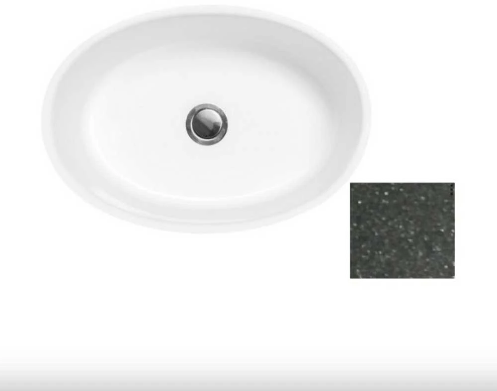 Besco Uniqa Glam Graphite akmens masės praustuvas su koja, su Klik-klak Baltas