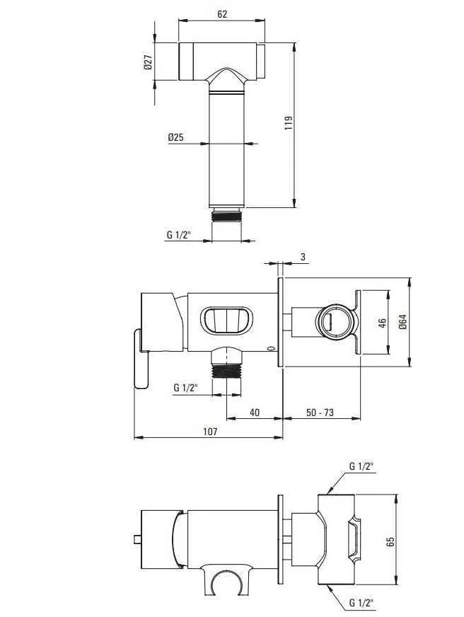 Bidė dušelio komplektas Deante Silia BQS_D34M, Titanium