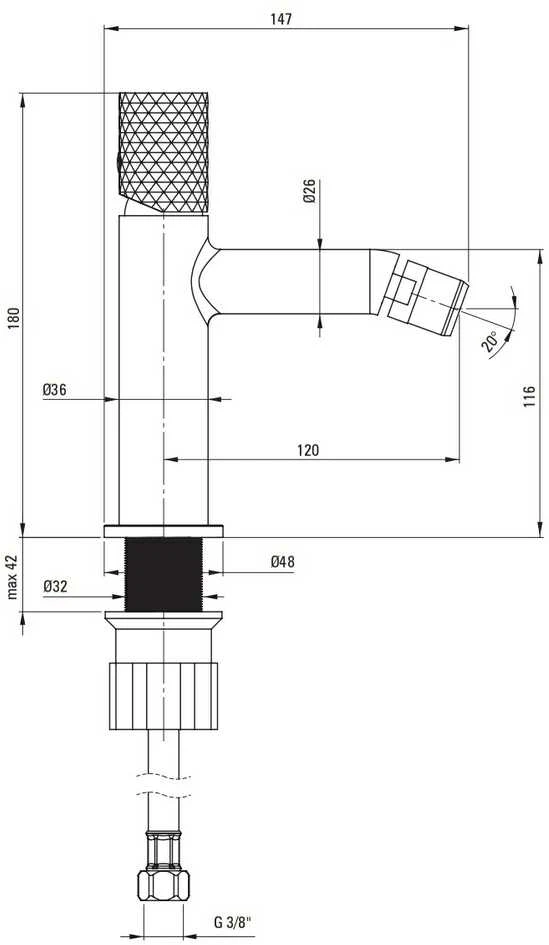 Bidė maišytuvas Deante Silia Hexa BHS_R30M, Brushed auksinis