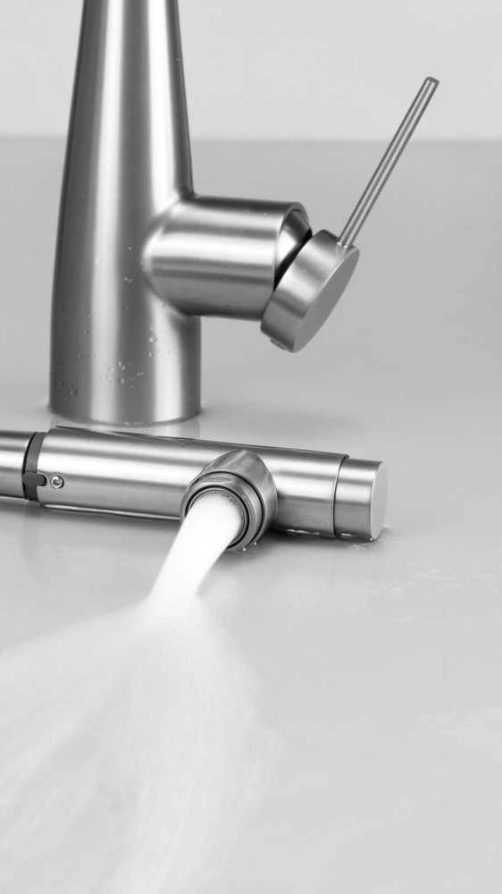 Deante Eridan virtuvinis maišytuvas su pajungimu vandens filtrui, BRE_F75M, Brushed steel