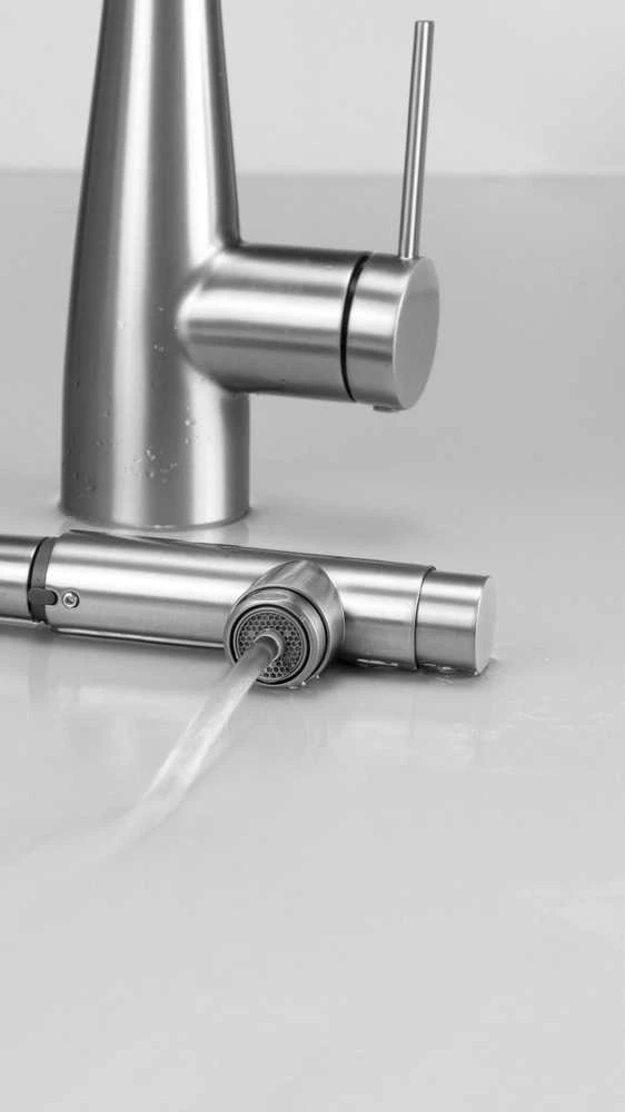 Deante Eridan virtuvinis maišytuvas su pajungimu vandens filtrui, BRE_F75M, Brushed steel