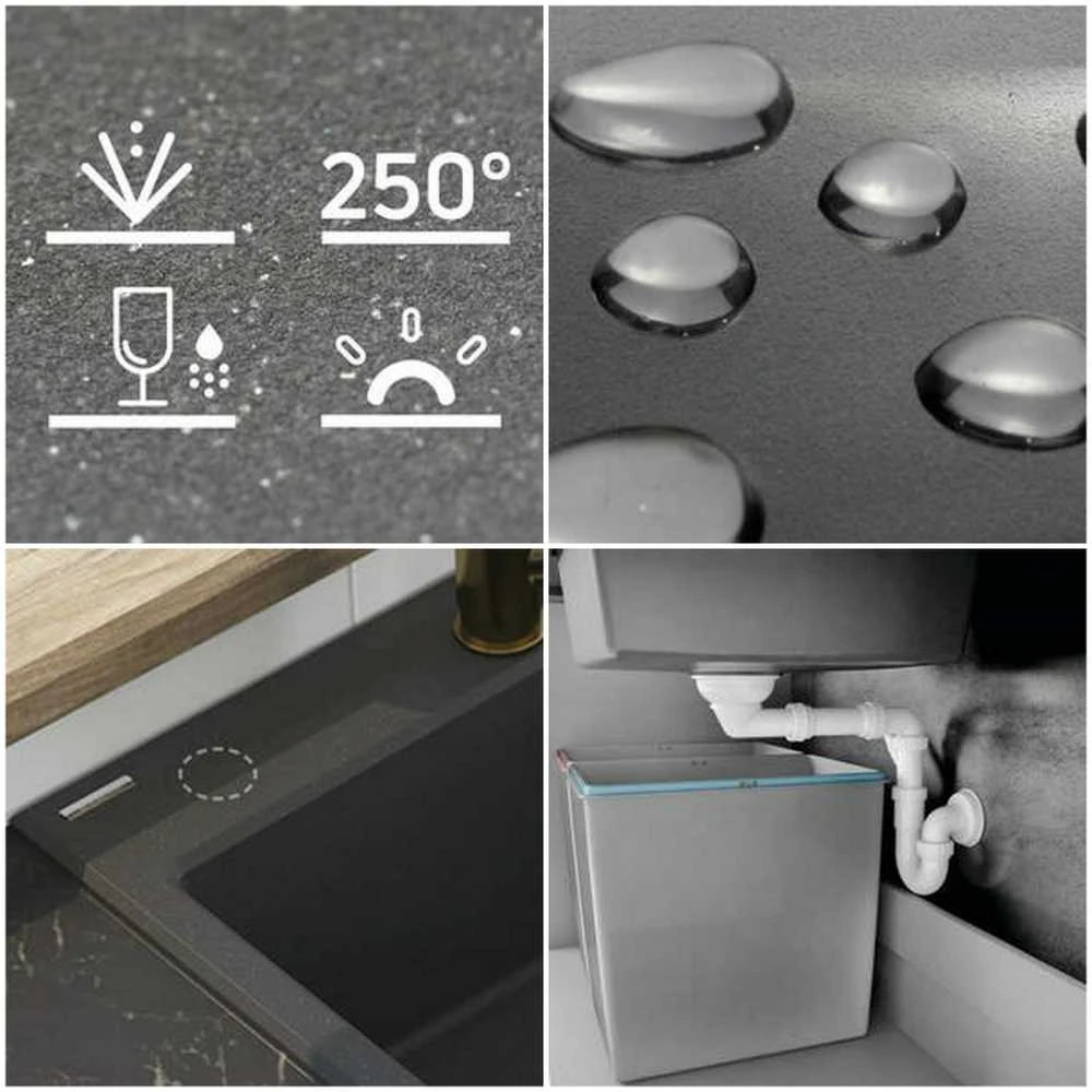 Deante granitinė virtuvinė plautuvė Deante Evora, ZQJ_G103, Metallic graphite