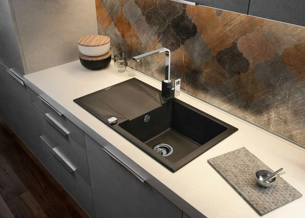 Deante granitinė virtuvinė plautuvė Deante Evora ZQJ G113, Metallic graphite