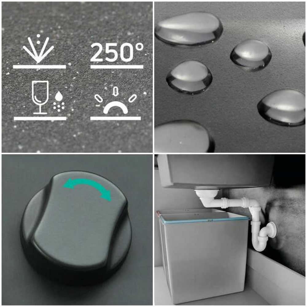 Deante granitinė virtuvinė plautuvė Deante Evora, ZQJ_T11A, Anthracite metallic