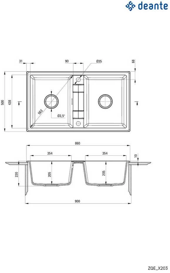 Deante granitinė virtuvinė plautuvė Deante Eridan, ZQE_S203, Metallic pilkas