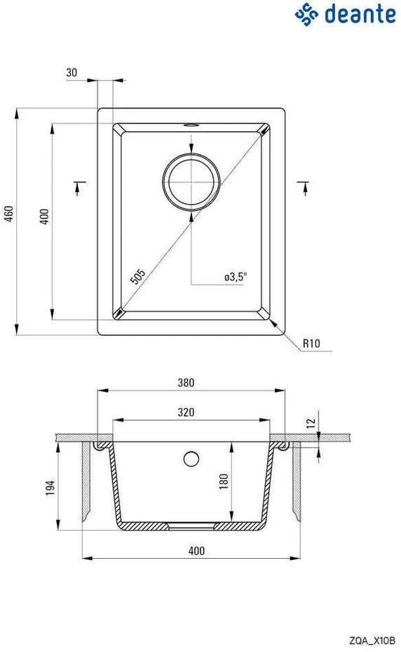 Plautuvė Deante Corda ZQA_A10B, granitas