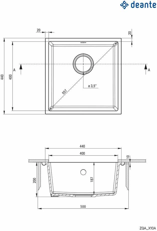 Deante granitinė virtuvinė plautuvė Deante Corda ZQA_S10A, Metallic pilkas