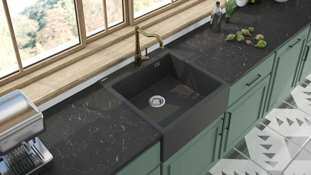 Deante granitinė virtuvinė plautuvė Deante Eridan, ZQE_G10K, Metallic graphite