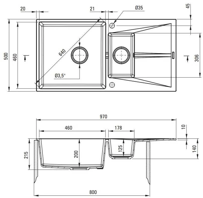 Deante granitinė virtuvinė plautuvė Deante Corio ZRC_2513, Graphite