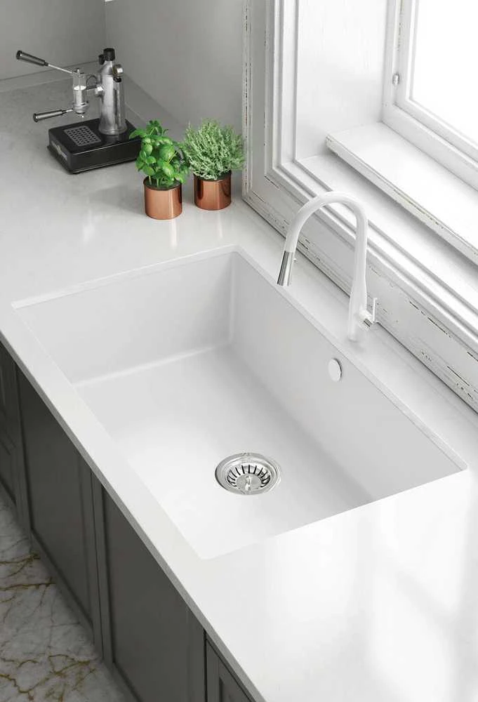 Deante granitinė virtuvinė plautuvė Deante Corda ZQA_A10A, Alabaster