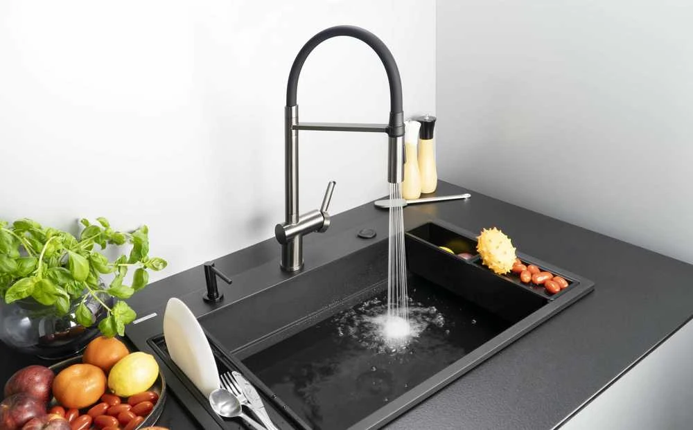 Deante granitinė virtuvinė plautuvė su magnetais Deante Magnetic ZRM_N10B, Nero
