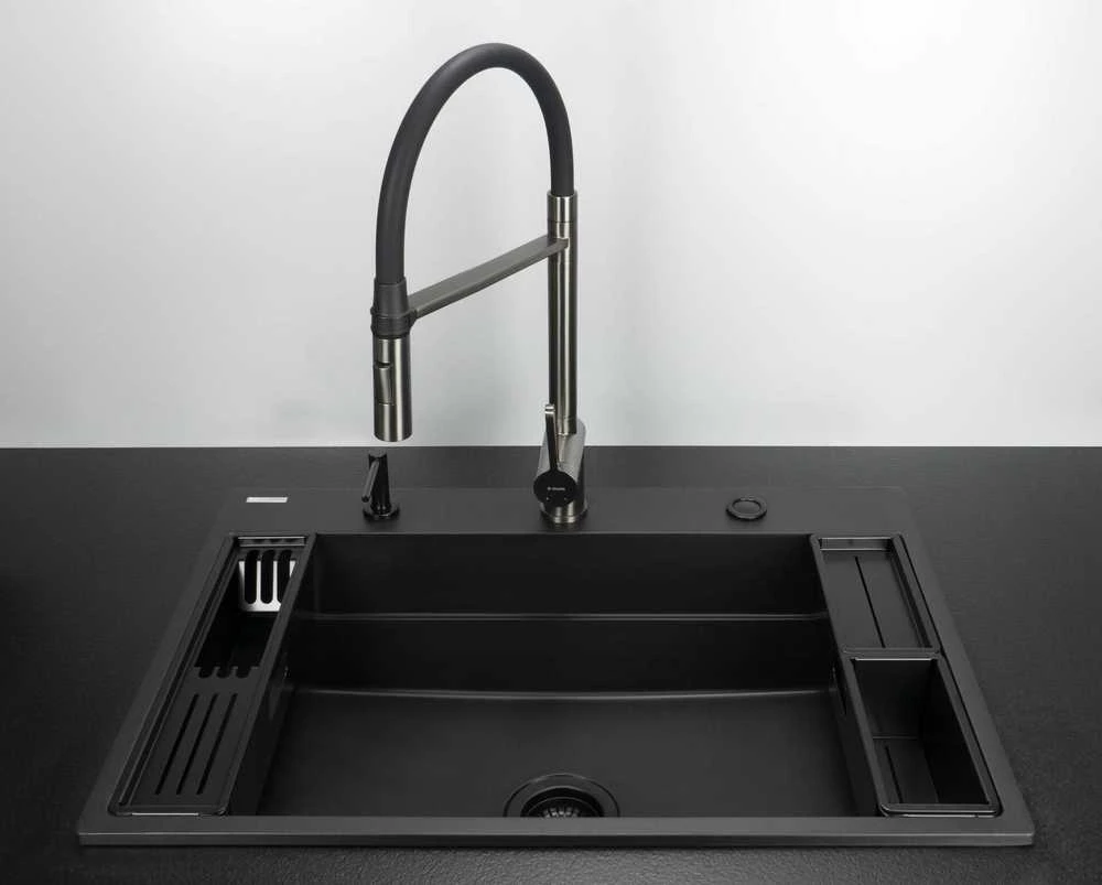 Deante granitinė virtuvinė plautuvė su magnetais Deante Magnetic ZRM_N10B, Nero