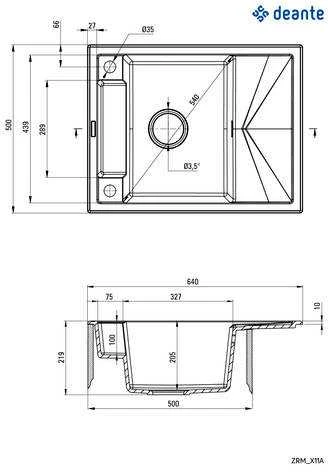 Deante granitinė virtuvinė plautuvė su magnetais Deante Magnetic ZRM N11A, Nero