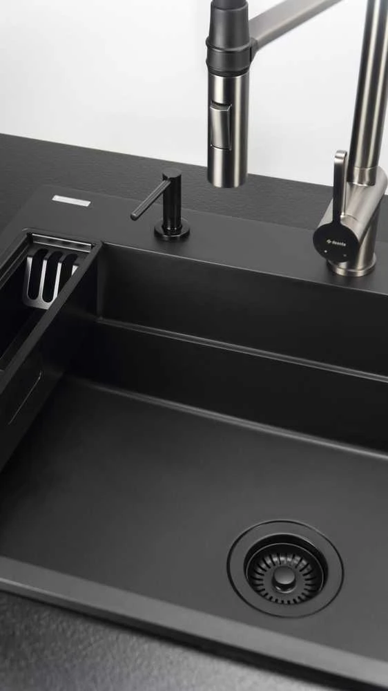Deante granitinė virtuvinė plautuvė su magnetais Deante Magnetic ZRM_N10B, Nero