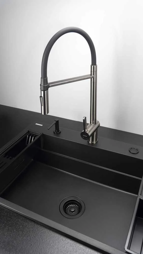 Deante granitinė virtuvinė plautuvė su magnetais Deante Magnetic ZRM_N10B, Nero