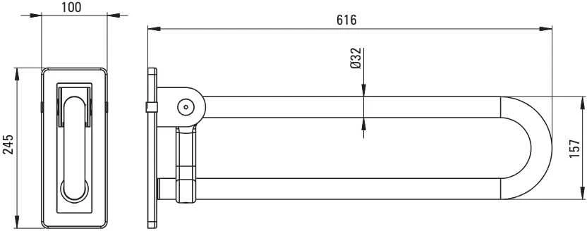 Deante Lehnen sulankstoma vonios kambario rankena, 60 cm, NIL_041D, Steel
