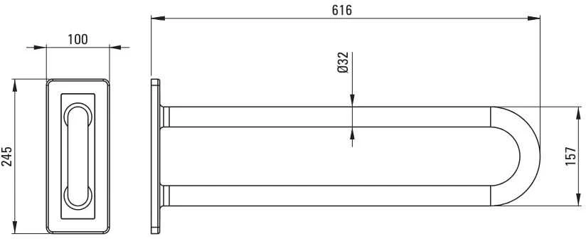 Deante Lehnen vonios kambario rankena, 60 cm, NIL_041S, Steel