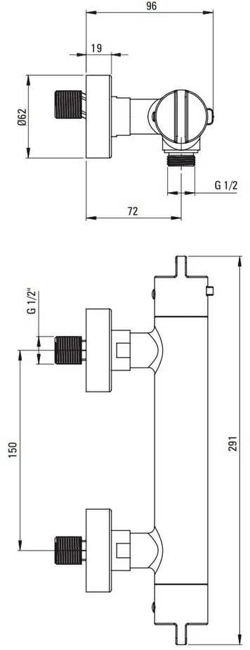 Deante termostatinis dušo maišytuvas Therm BCH_C4BT, Brushed bronze