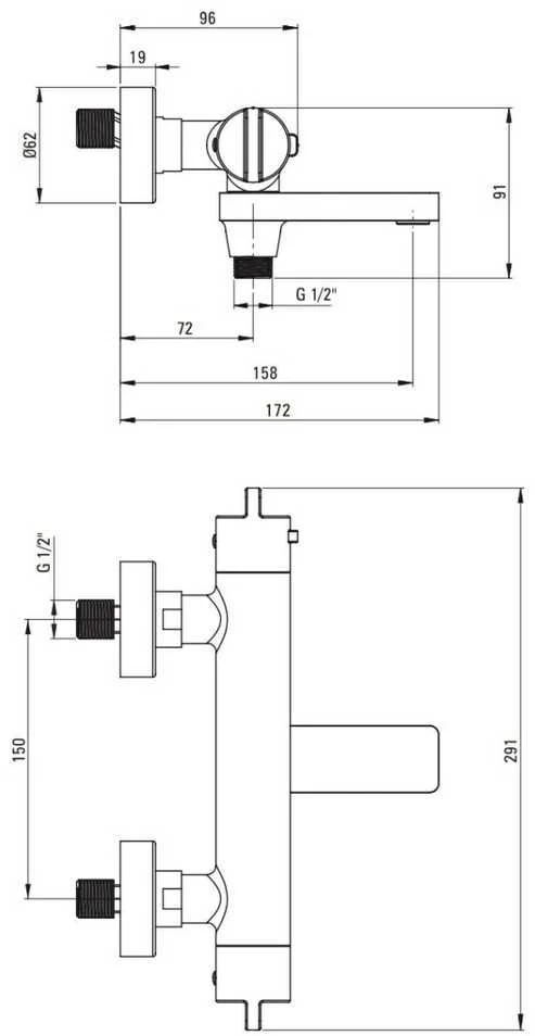 Deante termostatinis vonios maišytuvas Therm BCH_C1BT, Brushed bronze