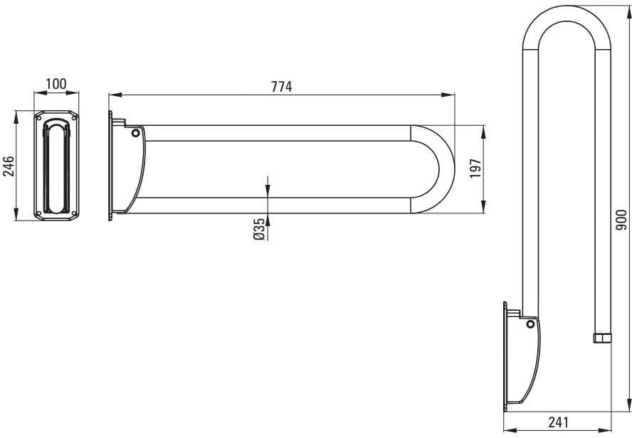 Deante Vital sulankstoma vonios kambario rankena, 76 cm, NIV_041D, Steel
