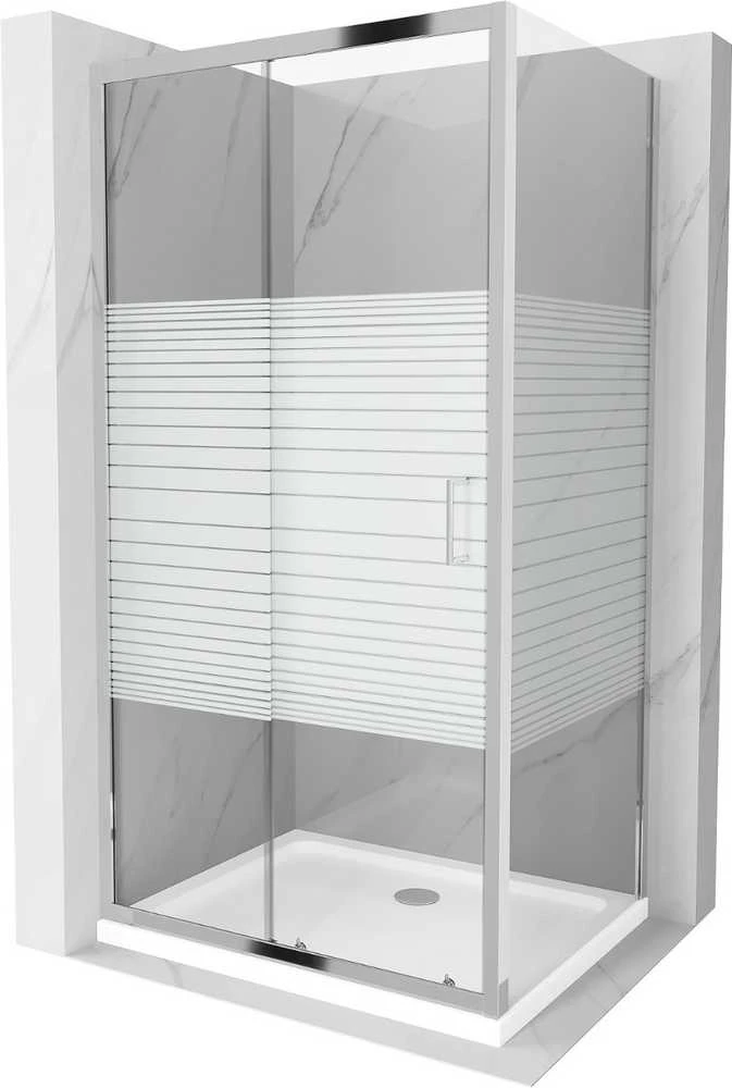 Dušo kabina Mexen Apia su padėklu ir sifonu, pusiau matinė, 100 x 70 cm