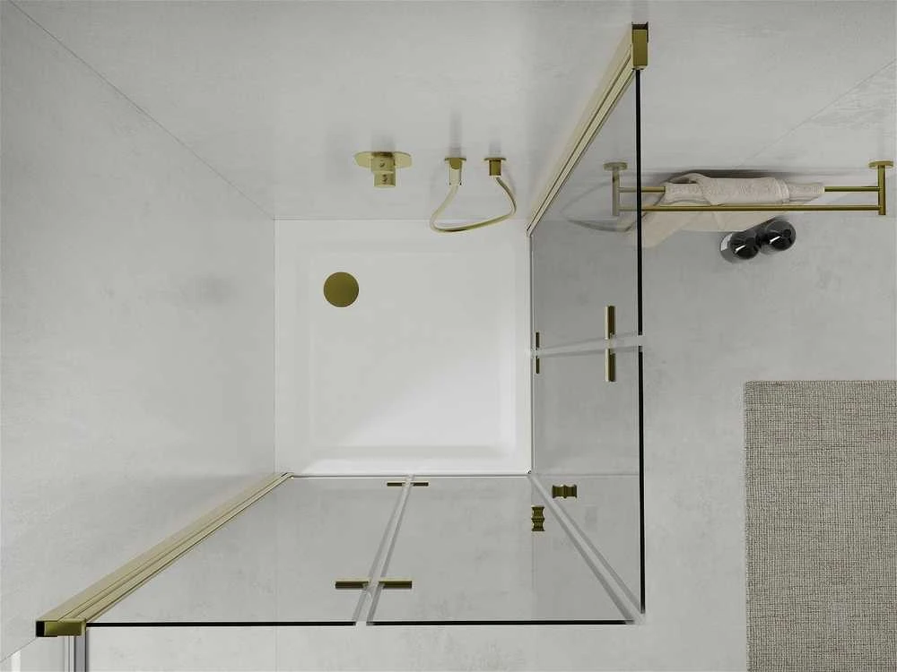Dušo kabina Mexen Lima DUO su padėklu ir sifonu, Gold, 100 x 100 cm