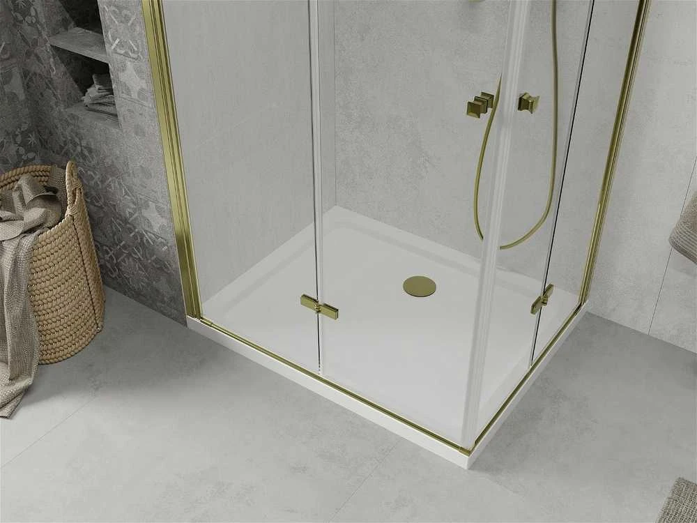 Dušo kabina Mexen Lima DUO su padėklu ir sifonu, Gold, 90 x 80 cm