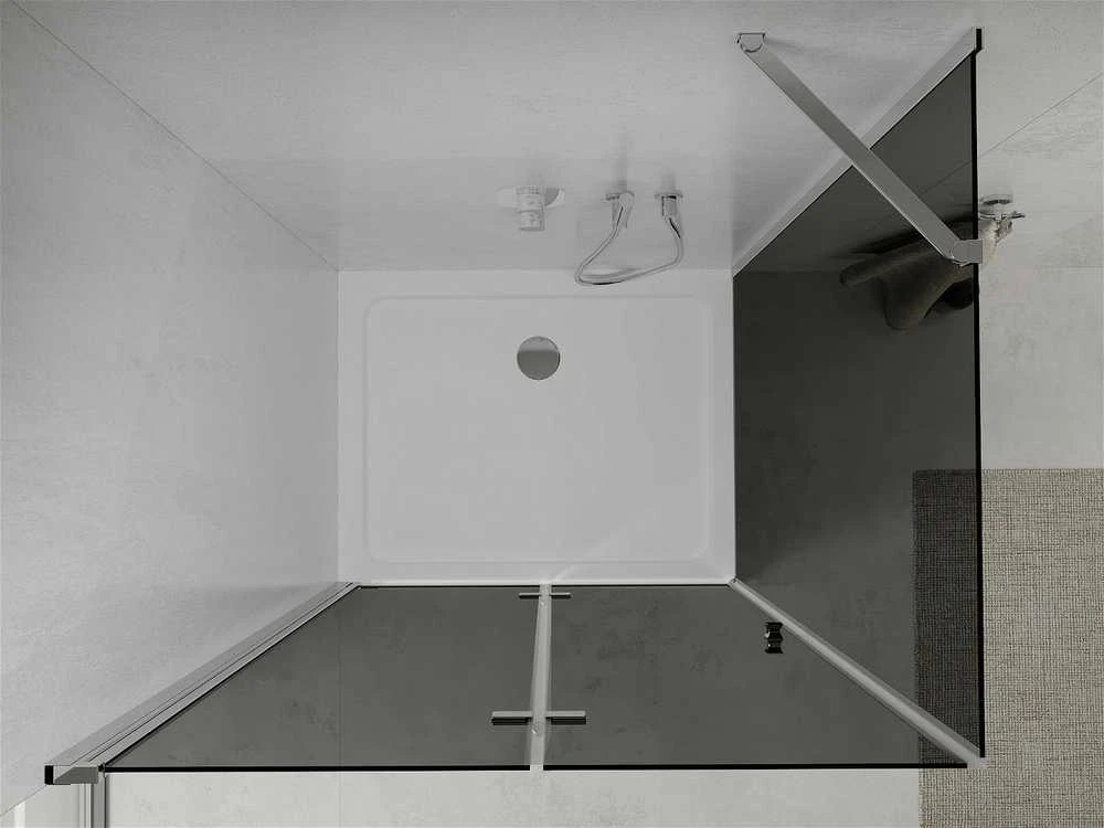 Dušo kabina Mexen Lima su padėklu ir sifonu, Graphite+Baltas/Chrome, 100 x 90 cm