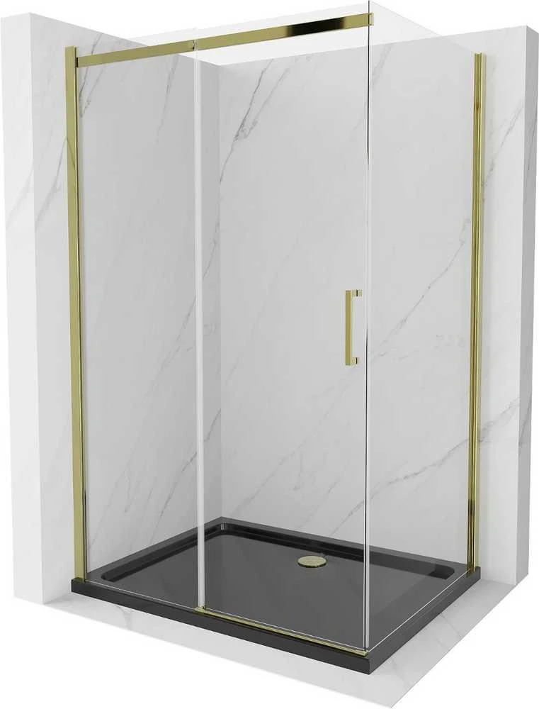 Dušo kabina Mexen Omega su padėklu ir sifonu, Gold+Juodas/Gold, 120 x 80 cm