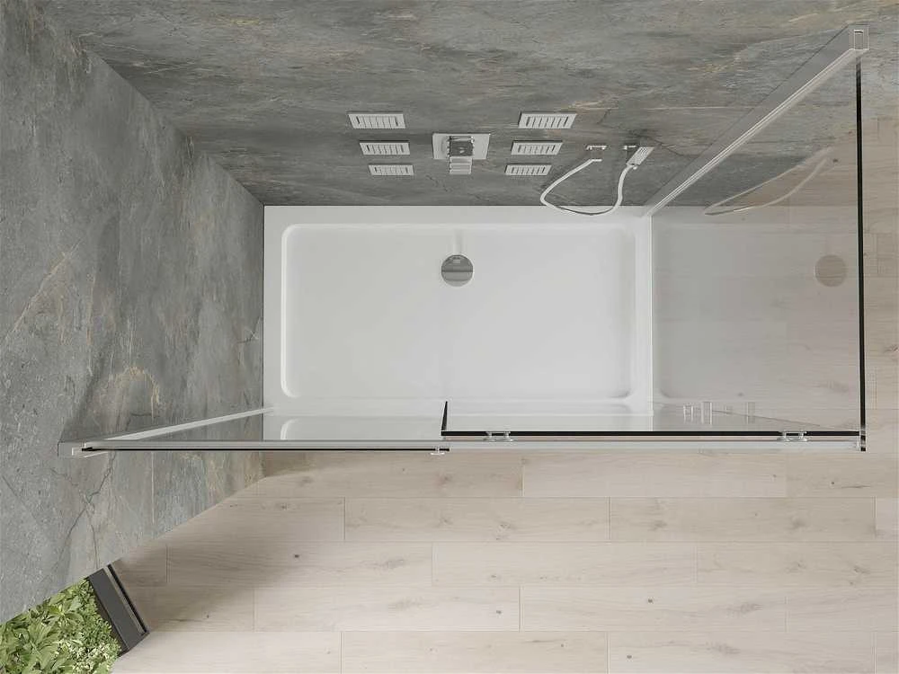 Dušo kabina Mexen Omega su padėklu ir sifonu, Chrome+Baltas/Chrome, 140 x 80 cm