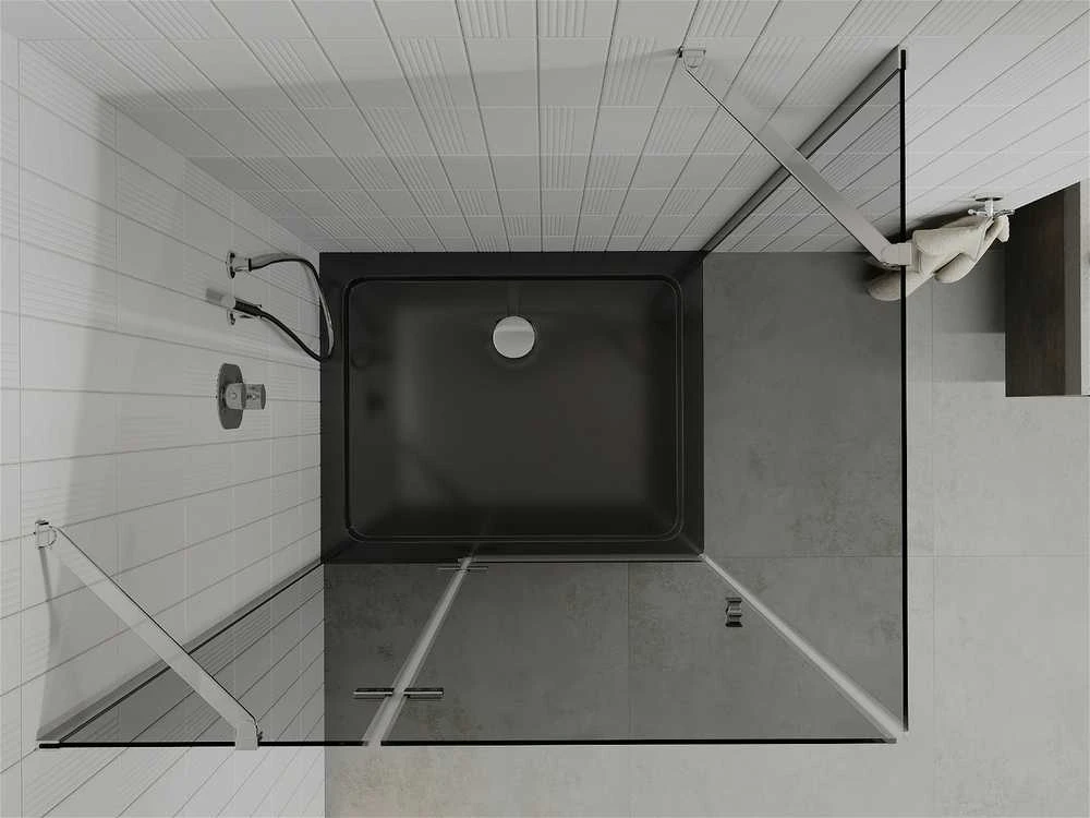 Dušo kabina Mexen Roma su padėklu ir sifonu, Graphite+Juodas/Chrome, 120 x 80 cm