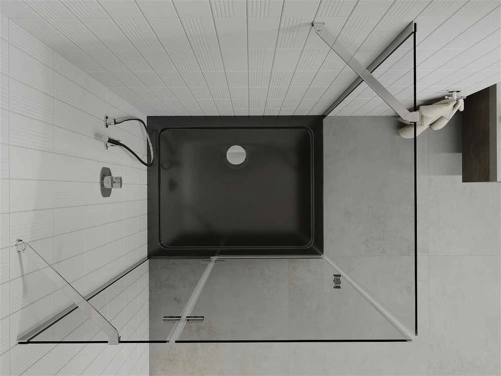 Dušo kabina Mexen Roma su padėklu ir sifonu, Chrome+Juodas/Chrome, 120 x 80 cm