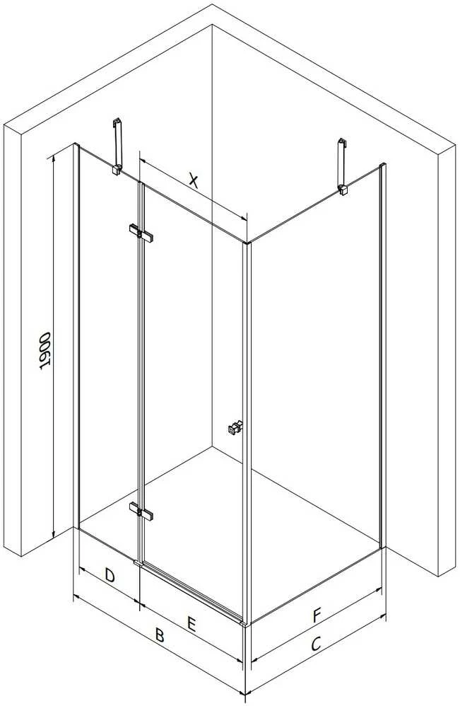 Dušo kabina Mexen Roma su padėklu ir sifonu, Juodas+Baltas/Juodas, 90 x 110 cm