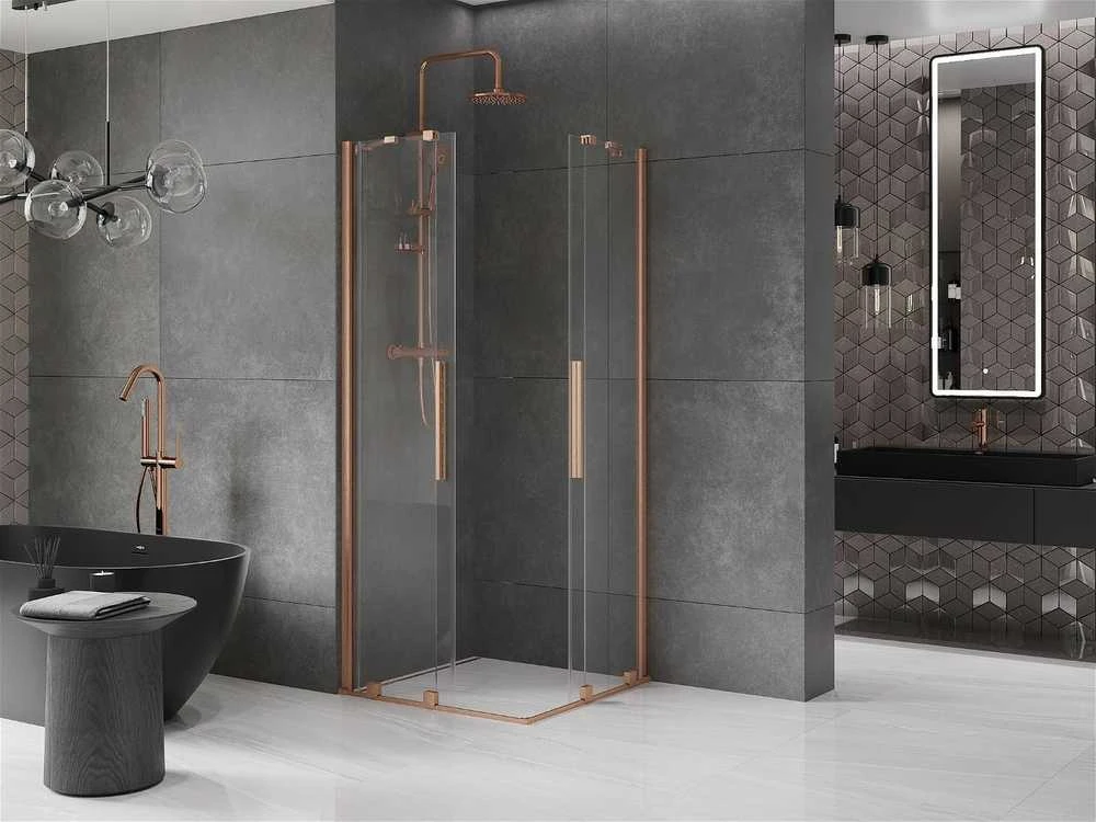 Dušo kabina Mexen Velar DUO, Brushed copper, 90 x 80 cm