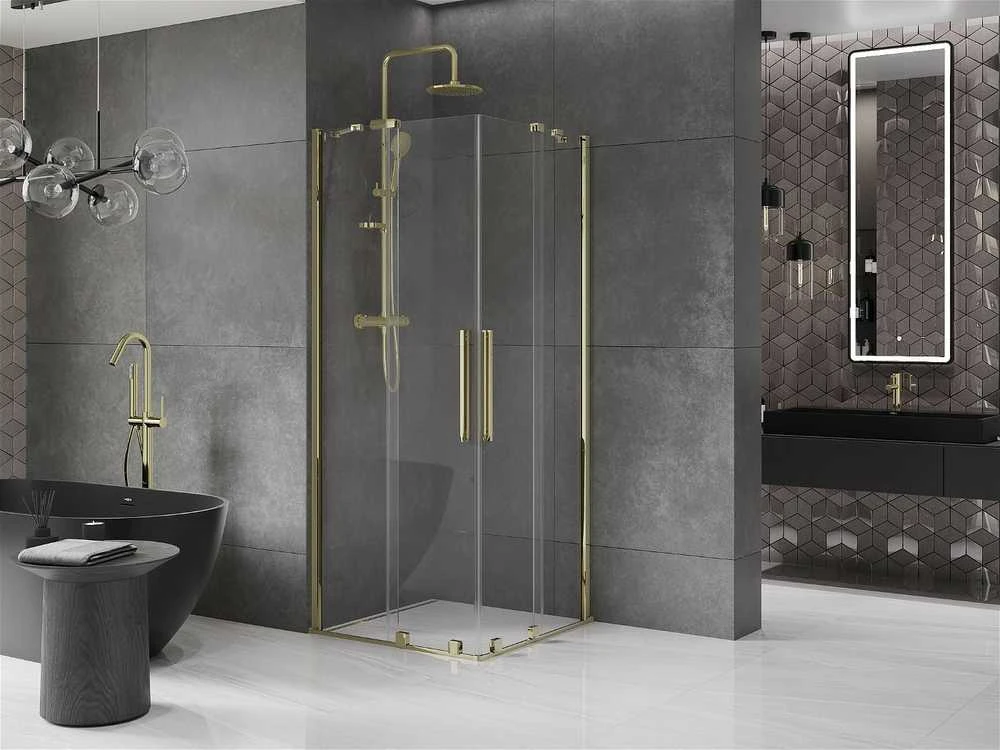 Dušo kabina Mexen Velar DUO, Gold, 90 x 80 cm