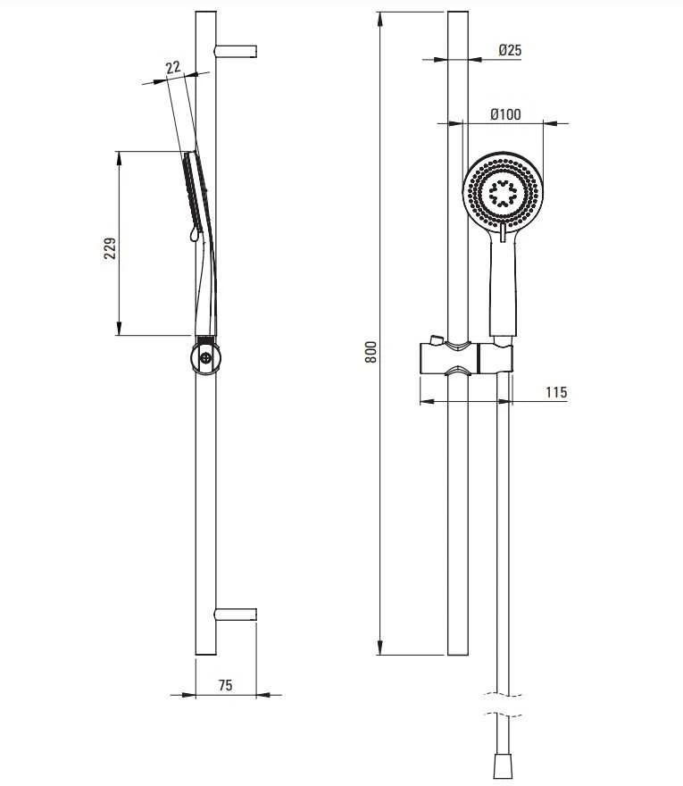 Dušo komplektas Deante Arnika NQA_D51K, Titanium