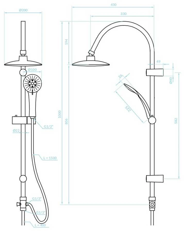 Dušo komplektas Kuchinox ONDO, PG7_20OX, Chrome